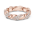 Rose gold round twist lab grown diamond eternity band, angled view