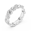 White gold round twist lab grown diamond eternity band, side view