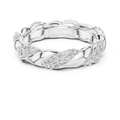 White gold round twist lab grown diamond eternity band, angled view