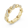 Yellow gold round twist lab grown diamond eternity band, side view