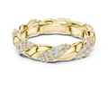 Yellow gold round twist lab grown diamond eternity band, angled view