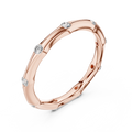 Rose gold round station lab grown diamond wedding band, side view