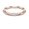 Rose gold round station lab grown diamond wedding band, angled view