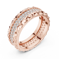Rose gold round two-row lab grown diamond eternity band, side view