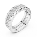 White gold round two-row lab grown diamond eternity band, side view