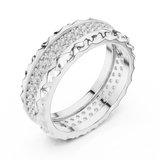 White gold round two-row lab grown diamond eternity band, side view