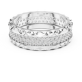 White gold round two-row lab grown diamond eternity band, angled view