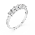 White gold princess cut five stone lab grown diamond anniversary ring, side view