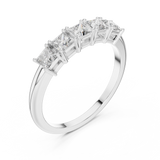 White gold princess cut five stone lab grown diamond anniversary ring, side view