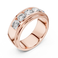 Rose gold round lab grown diamond men's wedding band, side view