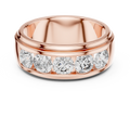 Rose gold round lab grown diamond men's wedding band, angled view