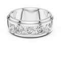 White gold round lab grown diamond men's wedding band, angled view