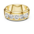 Yellow gold round lab grown diamond men's wedding band, angled view