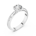 White gold round solitaire lab grown diamond engagement ring, side view
