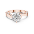 Rose gold round pave solitaire lab grown diamond engagement ring, angled view