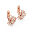 Lab Grown Diamond Starburst Stud Earrings in rose gold, angled view