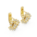 Lab Grown Diamond Starburst Stud Earrings in yellow gold, angled view