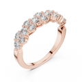 Rose gold round cluster lab grown diamond anniversary band, side view