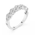 White gold round cluster lab grown diamond anniversary band, side view