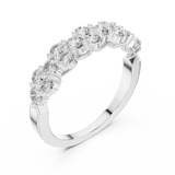 White gold round cluster lab grown diamond anniversary band, side view