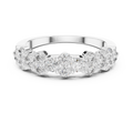 White gold round cluster lab grown diamond anniversary band, angled view