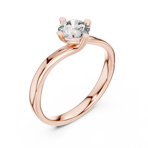 Rose gold round twist solitaire lab grown diamond engagement ring, side view