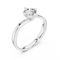 White gold round twist solitaire lab grown diamond engagement ring, side view
