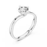 White gold round twist solitaire lab grown diamond engagement ring, side view