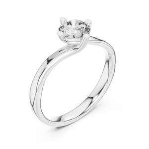 White gold round twist solitaire lab grown diamond engagement ring, side view