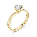 Yellow gold round twist solitaire lab grown diamond engagement ring, side view
