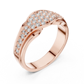 Rose gold round pave crossover lab grown diamond wedding band, side view