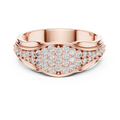 Rose gold round pave crossover lab grown diamond wedding band, angled view