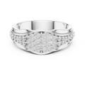 White gold round pave crossover lab grown diamond wedding band, angled view