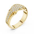 Yellow gold round pave crossover lab grown diamond wedding band, side view