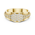 Yellow gold round pave crossover lab grown diamond wedding band, angled view