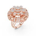 Rose gold round flower lab grown diamond cocktail ring, side view