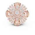 Rose gold round flower lab grown diamond cocktail ring, angled view