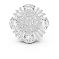 White gold round flower lab grown diamond cocktail ring, angled view