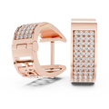 Lab Grown Diamond Pavé Cuff Huggie Earrings in rose gold, front view