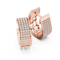 Lab Grown Diamond Pavé Cuff Huggie Earrings in rose gold, angled view