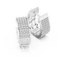 Lab Grown Diamond Pavé Cuff Huggie Earrings in white gold, angled view