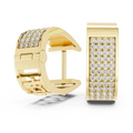 Lab Grown Diamond Pavé Cuff Huggie Earrings in yellow gold, front view