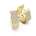 Lab Grown Diamond Pavé Cuff Huggie Earrings in yellow gold, angled view