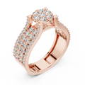 Rose gold round cluster lab grown diamond cocktail ring, side view