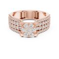Rose gold round cluster lab grown diamond cocktail ring, angled view