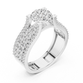 White gold round cluster lab grown diamond cocktail ring, side view