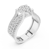White gold round cluster lab grown diamond cocktail ring, side view