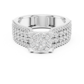 White gold round cluster lab grown diamond cocktail ring, angled view