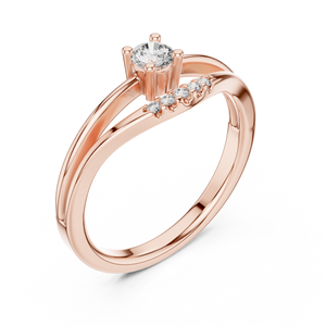 Rose gold round solitaire lab grown diamond ring, side view