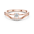 Rose gold round solitaire lab grown diamond ring, angled view